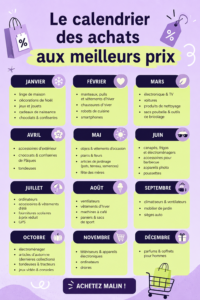 Femme réfléchissant à ses achats avec un calendrier dans les mains.