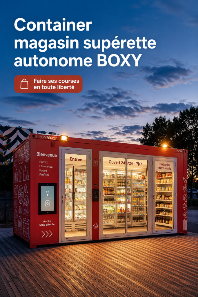 Container autonome Boxy installé dans un environnement urbain.