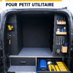 Aménagement intérieur d'un van avec un espace de rangement optimisé