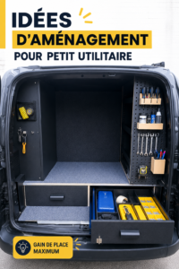 Aménagement intérieur d'un van avec un espace de rangement optimisé