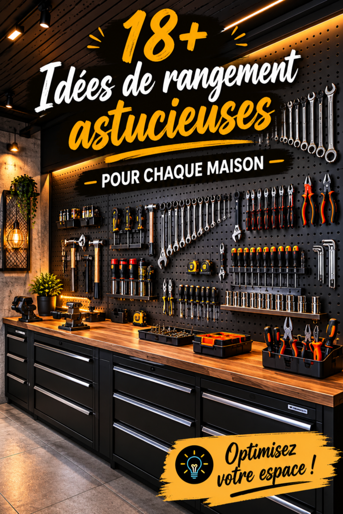 Espace de bricolage bien organisé avec des outils rangés efficacement