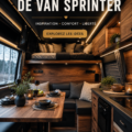 Intérieur chaleureux et moderne d'un van aménagé avec un lit et des rangements pratiques