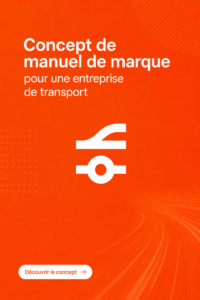 Personne examinant un manuel de marque pour une entreprise de transport, illustrant la création d'une identité visuelle forte.