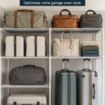 Garage bien organisé avec des valises rangées
