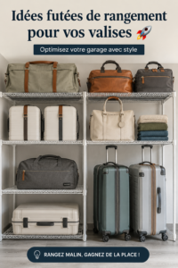 Garage bien organisé avec des valises rangées