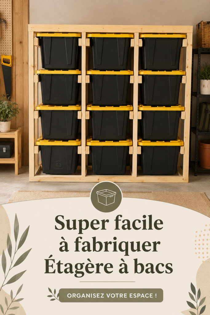 Un rack de rangement tote DIY en bois, décoré dans un intérieur moderne.