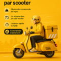 Service de livraison rapide par scooter en action dans une rue animée