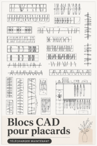 Image d'un plan d'armoire dessiné avec des blocs CAO pour un design intérieur pratique.