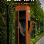 Boîte aux lettres en acier corten moderne devant une maison