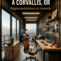 Bureau en conteneur moderne à Corvallis, Oregon, avec une décoration accueillante.