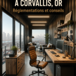 Bureau en conteneur moderne à Corvallis, Oregon, avec une décoration accueillante.