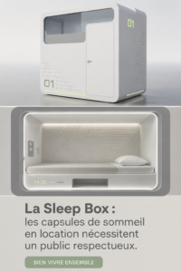 Vue intérieure d'une capsule de sommeil moderne et accueillante.