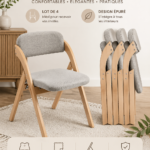 Chaises pliantes confortables disposées autour d'une table dans un jardin.