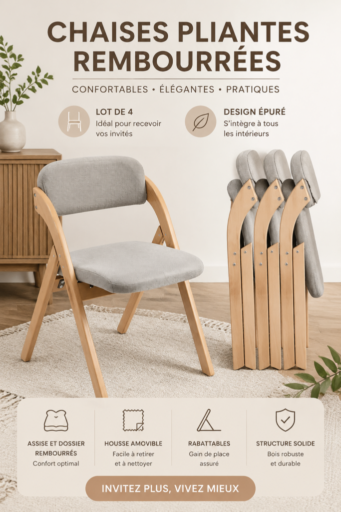 Chaises pliantes confortables disposées autour d'une table dans un jardin.