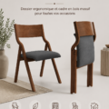 Chaises pliantes rembourrées dans un cadre en bois solide, couleur gris foncé et chêne, parfaites pour un intérieur moderne.