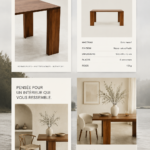 Un écran de smartphone affichant des stories de design pour une marque d'ameublement.