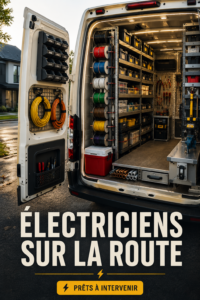 Électricien se déplaçant chez un client pour effectuer des réparations électriques.