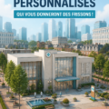 Hôpital personnalisé dans Les Sims 4, avec des détails uniques sur la façade.