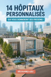 Hôpital personnalisé dans Les Sims 4, avec des détails uniques sur la façade.