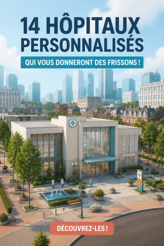 Hôpital personnalisé dans Les Sims 4, avec des détails uniques sur la façade.