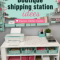 Aménagement d'une boutique de shipping avec décoration accueillante et pratique.