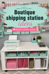 Aménagement d'une boutique de shipping avec décoration accueillante et pratique.