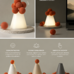 Une lampe tactile allumée sur un bureau moderne, créant une ambiance apaisante.