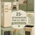 Réfrigérateur design pour Sims 4, représentant un CC moderne et élégant.