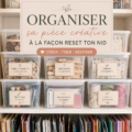 Un atelier créatif bien organisé avec des fournitures rangées et un espace de travail dégagé.