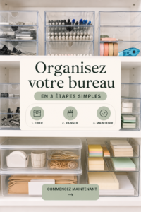 Image d'un bureau organisé avec des fournitures de bureau bien rangées.