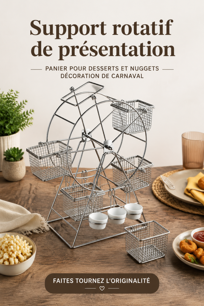Un présentoir rotatif avec divers desserts colorés exposés pour une fête.
