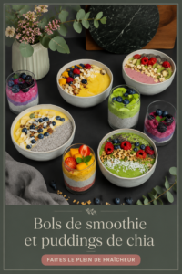 Un smoothie bowl coloré garni de fruits frais et de graines