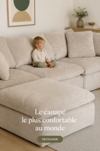 Un salon confortable avec un canapé moelleux en tissu doux, idéal pour se détendre.