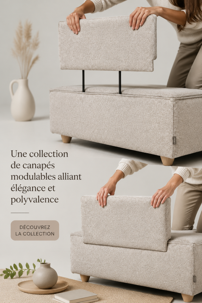 Canapé modulable moderne et élégant dans un salon lumineux