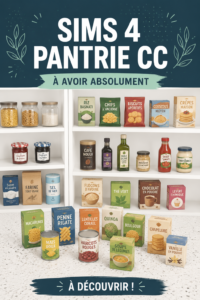Garde-manger aménagé avec des CC colorés dans Les Sims 4