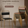 Un ensemble de chaises empilables modernes dans un salon décoré avec goût.