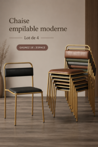 Un ensemble de chaises empilables modernes dans un salon décoré avec goût.