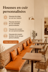 Housse en cuir personnalisée sur un canapé moderne