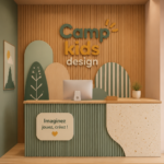 Chambre d'enfant décorée avec des éléments de DOTS STUDIO, mettant en avant une ambiance ludique et colorée.
