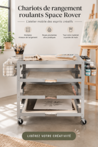 Un bureau bien rangé avec des solutions de rangement créatives.
