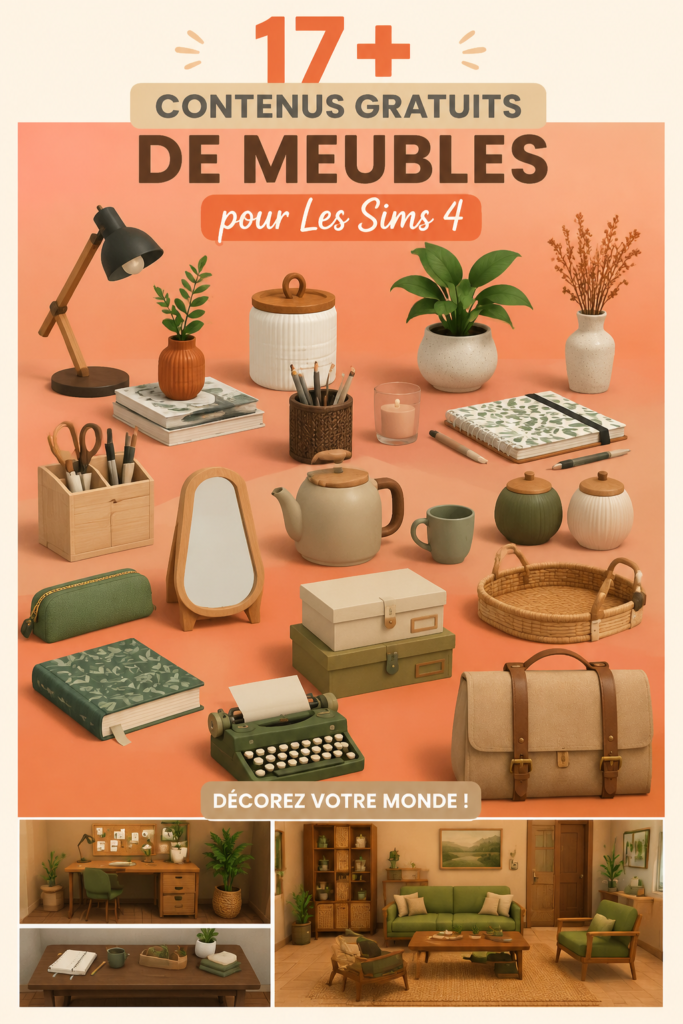 Une collection de meubles décoratifs gratuits pour The Sims 4.