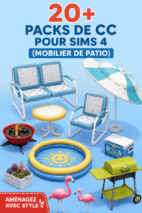 Exemple d'un patio aménagé avec des meubles de jardin dans Sims 4