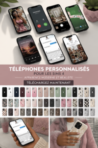 Image d'un téléphone dans Sims 4 avec un override personnalisé