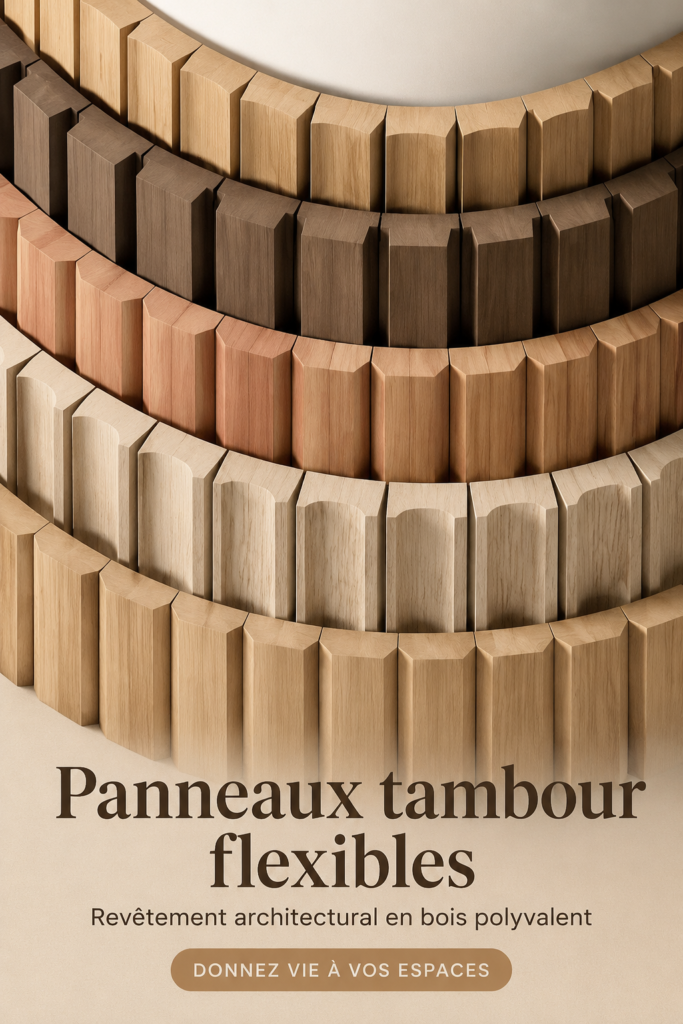 Panneaux en bois flexibles installés dans un salon moderne