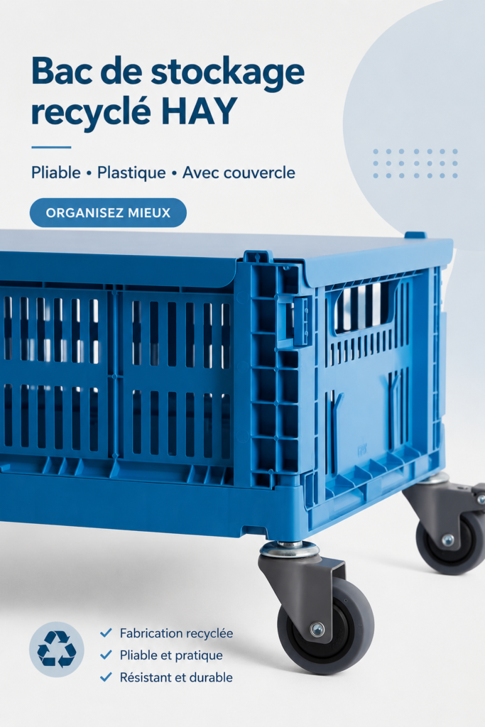 Range-objet pliable HAY en bleu électrique dans un intérieur moderne