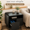 Table de chevet moderne avec tiroir réfrigérant dans un intérieur lumineux