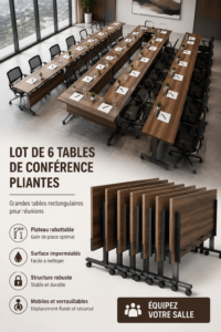Table de conférence moderne dans un bureau élégant en bois
