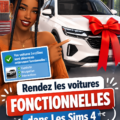 Capture d'écran d'une voiture de LorySims dans Les Sims 4, prête à être utilisée dans le jeu.