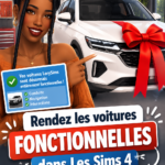 Capture d'écran d'une voiture de LorySims dans Les Sims 4, prête à être utilisée dans le jeu.