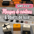 Intérieur élégant dans Les Sims 4 avec des accessoires de luxe et de marque.